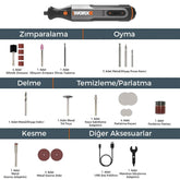 WORX WX106 8Volt Kalem Tipi Devir Ayarlı Profesyonel Gravür Makinesi + 21 Parça Aksesuar - Onivias